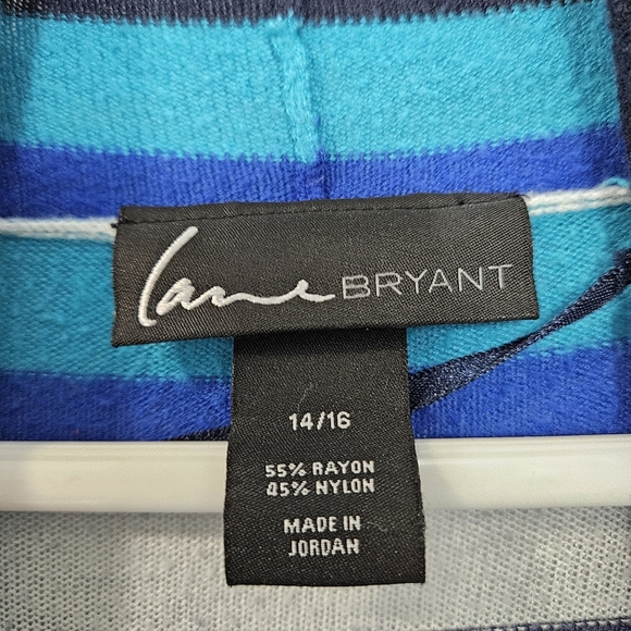 Lane Bryant Open Front Cardigan Blue/white Stripes Plus Size 14/16 - Picture 3 of 3